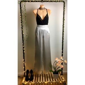 Pearl silver satin pants
